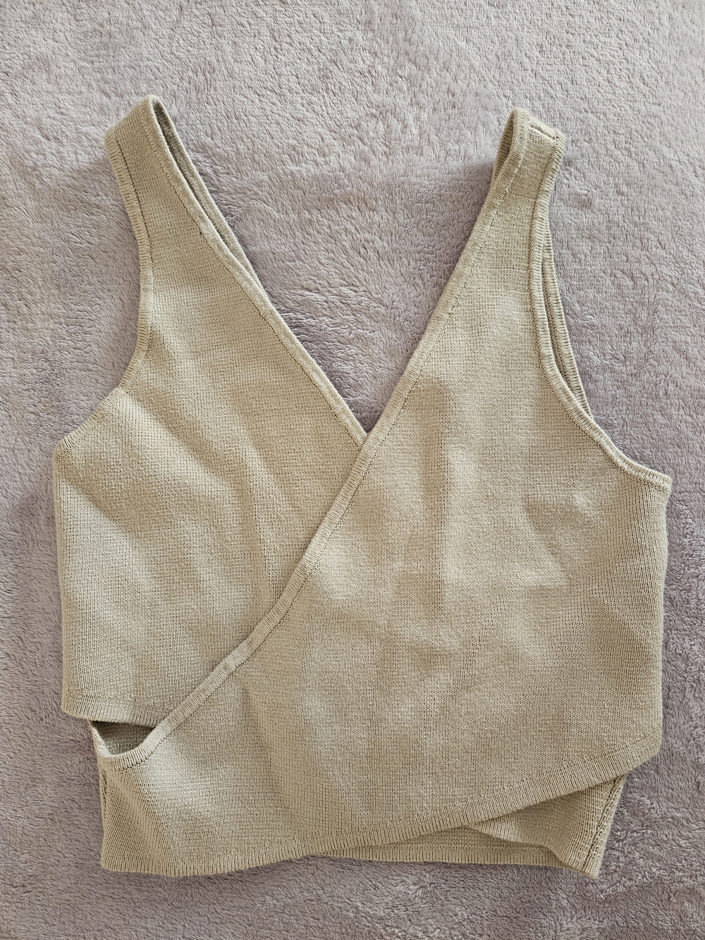 Abercrombie & Fitch Wrap Front Knit Crop Top - Beige